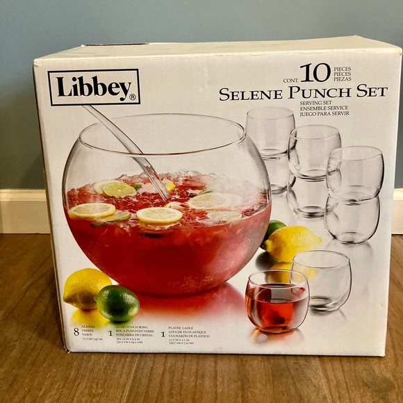 Libbey Dining Libbey Glass Punch Bowl With 8 Punch Cups Poshmark